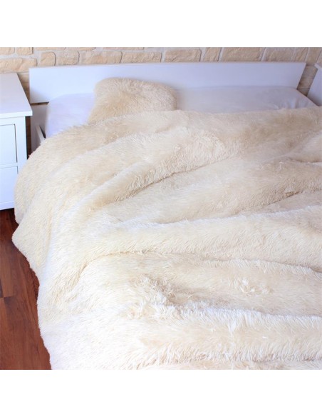 tx8030 - couvre lit poils longs beige 220x240cm m1