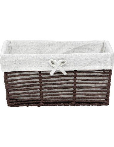 paniere gm papier ajoure forme rectangulaire evasee 35x28x17 cm - marron / tissu