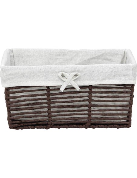 paniere gm papier ajoure forme rectangulaire evasee 35x28x17 cm - marron / tissu
