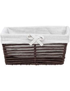 paniere pm papier ajoure forme rectangulaire evasee 28x20x13 cm - marron / tissu