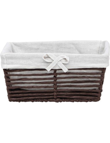 paniere pm papier ajoure forme rectangulaire evasee 28x20x13 cm - marron / tissu