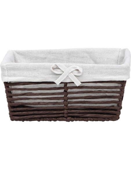 paniere pm papier ajoure forme rectangulaire evasee 28x20x13 cm - marron / tissu