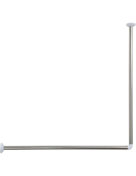 210299 - barre de douche d'angle 80x80 cm acier inoxydable - chrome