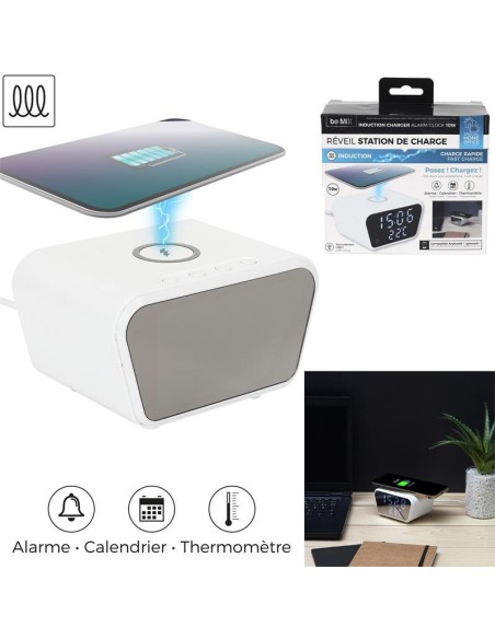 ht2163 - reveil chargeur induction 10w m6