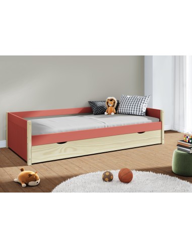 17705 - lit gigogne valka 90x190 tuile/cire blanc a/sommie