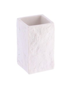 61120100 - gobelet polyresine carre effet pierre - blanc