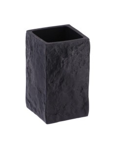 61120103 - gobelet polyresine carre effet pierre - noir