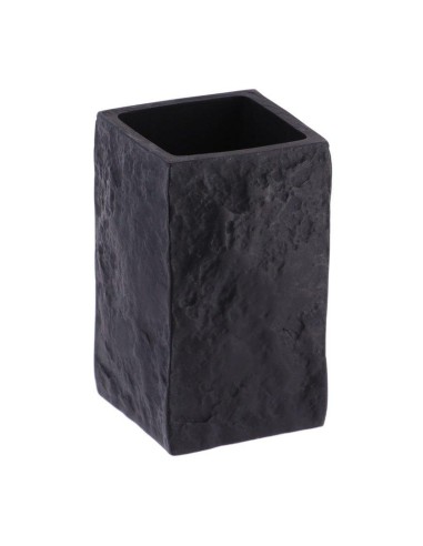 61120103 - gobelet polyresine carre effet pierre - noir