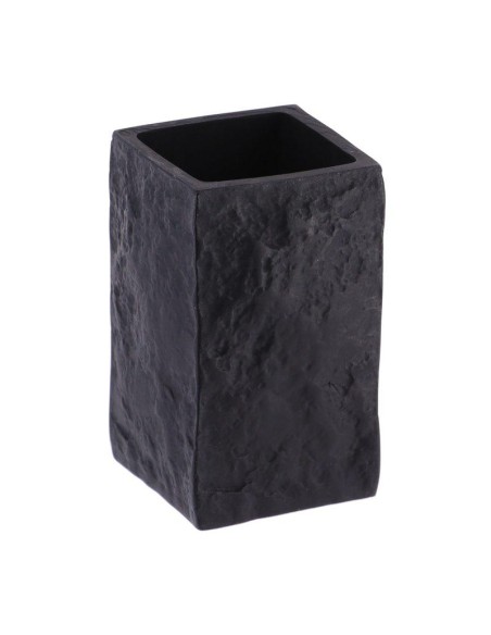 61120103 - gobelet polyresine carre effet pierre - noir