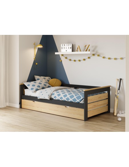 19118 - lit gigogne romantica chéne/gris anthracite