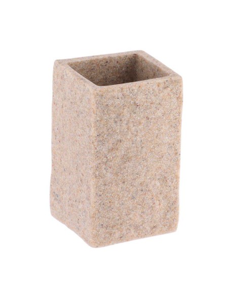 61120104 - gobelet polyresine carre effet pierre - naturel