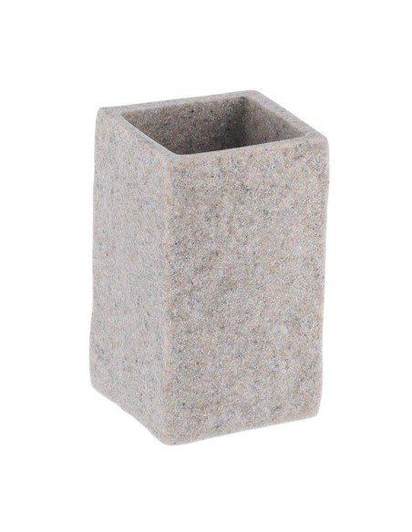 61120180 - gobelet polyresine carre effet pierre - gris