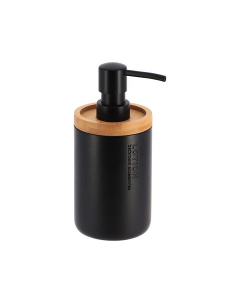 62101237 - distributeur a savon polyresine 280 ml - noir /bambou