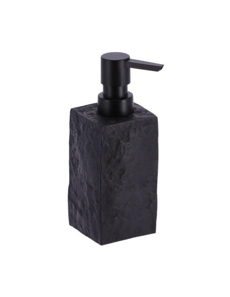 62120103 - distributeur a savon 260 ml polyresine carre effet pierre pompe noir