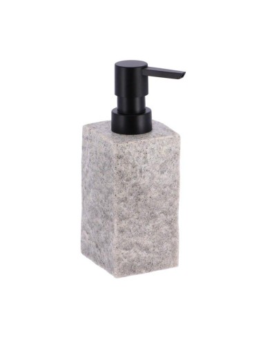 62120180 - distributeur a savon 260 ml polyresine carre effet pierre pompe noir