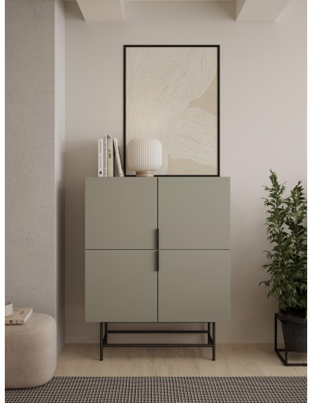 18261 - meuble aux.haut eldia 4p vert pieds en métal