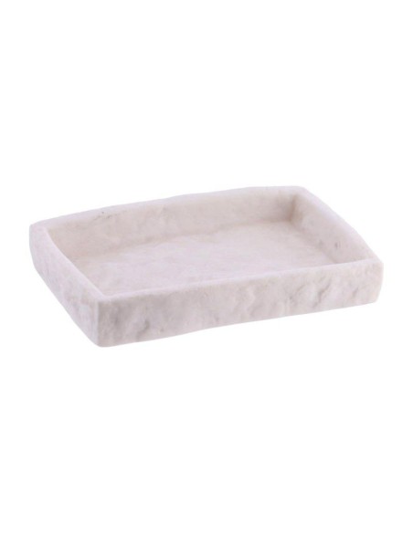 64120100 - porte savon polyresine rectangulaire effet pierre - blanc