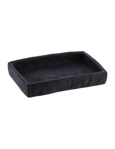 64120103 - porte savon polyresine rectangulaire effet pierre - noir