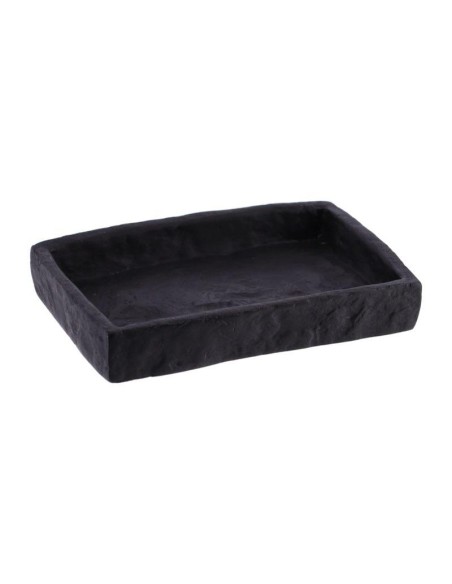 64120103 - porte savon polyresine rectangulaire effet pierre - noir