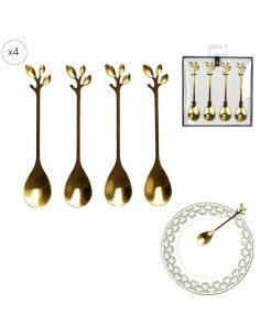 ka5088 - cuillere a cafe feuille dore x4 m24