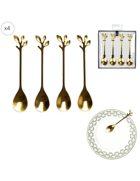 ka5088 - cuillere a cafe feuille dore x4 m24