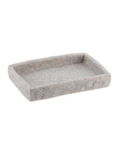 64120180 - porte savon polyresine rectangulaire effet pierre - gris
