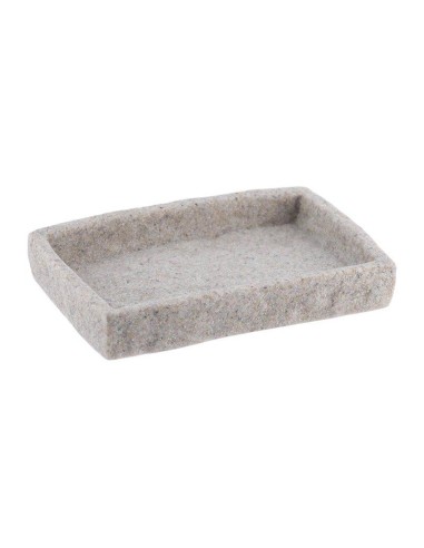64120180 - porte savon polyresine rectangulaire effet pierre - gris