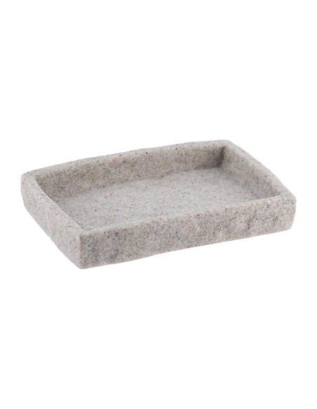 64120180 - porte savon polyresine rectangulaire effet pierre - gris