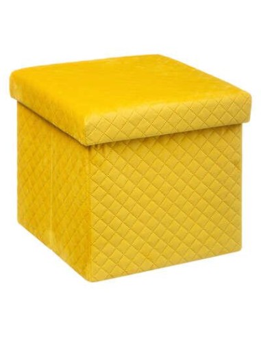 167845a - pouf 31x31 pli velours jaune