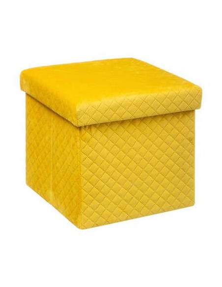 167845a - pouf 31x31 pli velours jaune