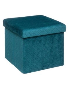 167845b - pouf 31x31 pli velours bleu