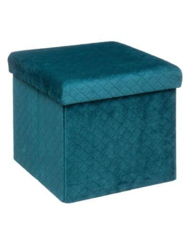 167845b - pouf 31x31 pli velours bleu