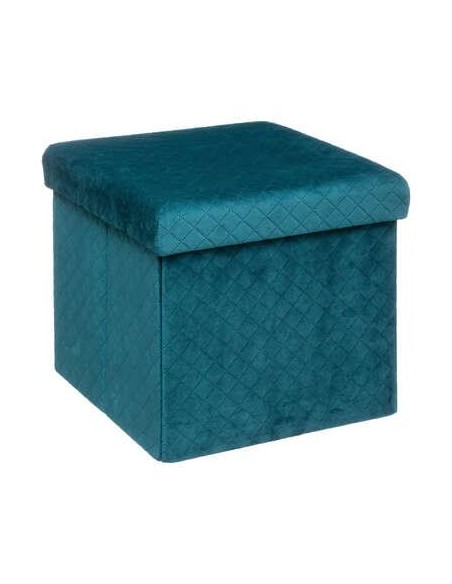 167845b - pouf 31x31 pli velours bleu