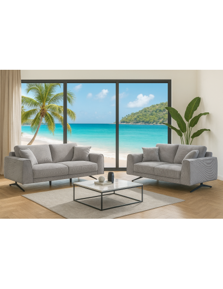 k2530 - sofa 3 place navone fabric gris ote-456