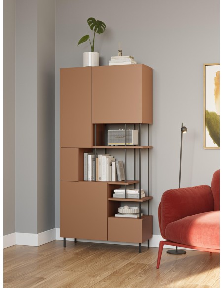 18086 - etagere perla 5p terracotta/noir