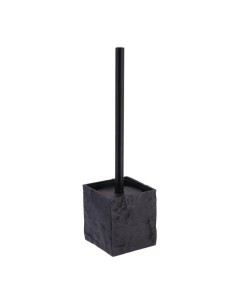 66120103 - brosse wc polyresine carree effet pierre tige noir mat - noir