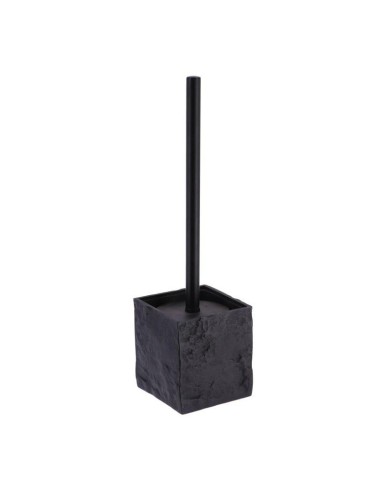 66120103 - brosse wc polyresine carree effet pierre tige noir mat - noir