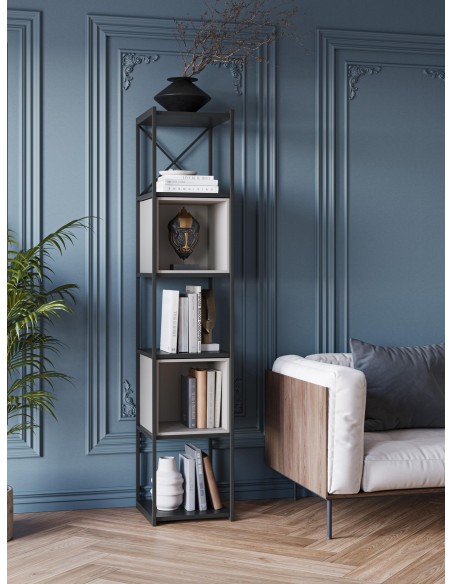 18097 - etagere anya 140cm noir box terracotta