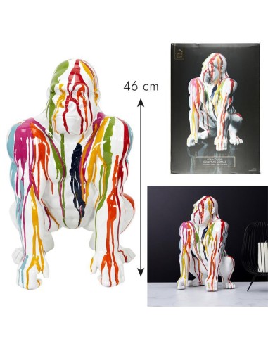 hd1329 - gorille blanc rainbow deco 46cm m1