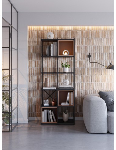 18094 - etagere anya 70cm noir box terracotta