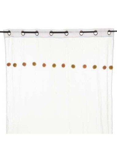voilage pompons rose ocre