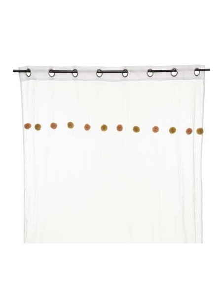 voilage pompons rose ocre