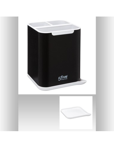 169130a-pot couvert carre abs noir neo L. 11 x P. 11 x H. 14,5 cm