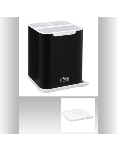 169130a-pot couvert carre abs noir neo L. 11 x P. 11 x H. 14,5 cm