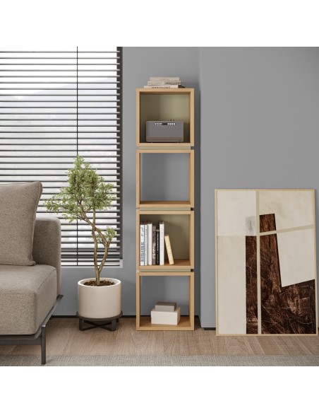 18273 - etagere lofty chéne/terracotta 3 étageres