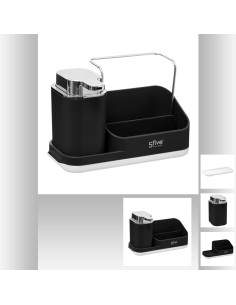 169131a - distri savon 0,3l noir neo L. 21,5 x P. 9 x H. 14 cm