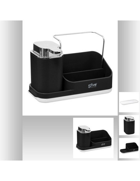 169131a - distri savon 0,3l noir neo L. 21,5 x P. 9 x H. 14 cm