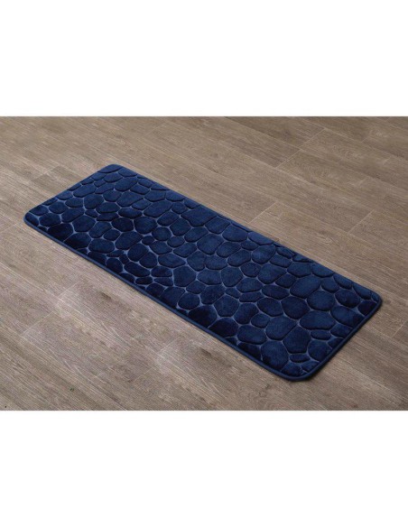 7743118 - tapis memoire de forme microfibre galet 45x120 cm - bleu marine