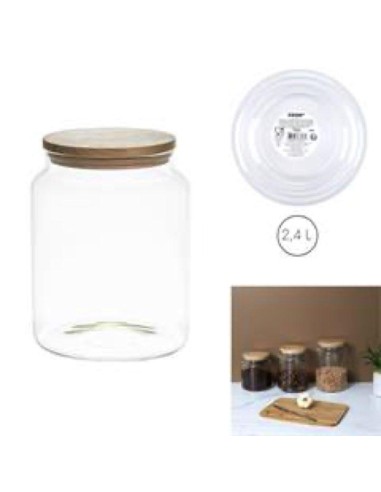 ka5549 - bocal de conservation verre couvercle bois 2.4l m4 a1/m4