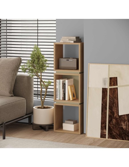 17238 - etagere lofty chéne/blanc 5 étagéres